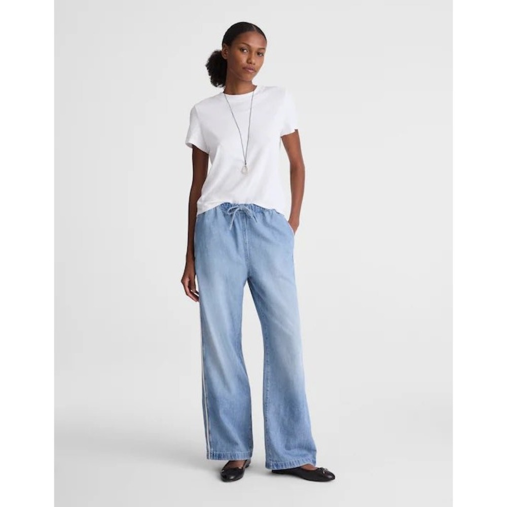 Madewell Tall Pull-On Track‎ Pants in Airy Denim NZ610 TS Tall Small NEW